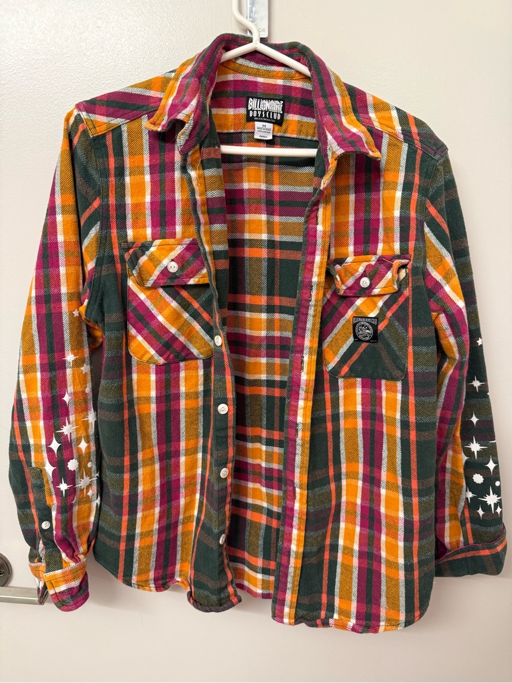 Billionaire Boys Club Heavy Plaid Flannel Shirt Orange & Green Medium
